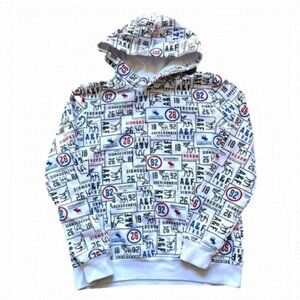 Abercrombie Kids Youth Boys Size 15/16 White Patterned Sweatshirt Hoodie